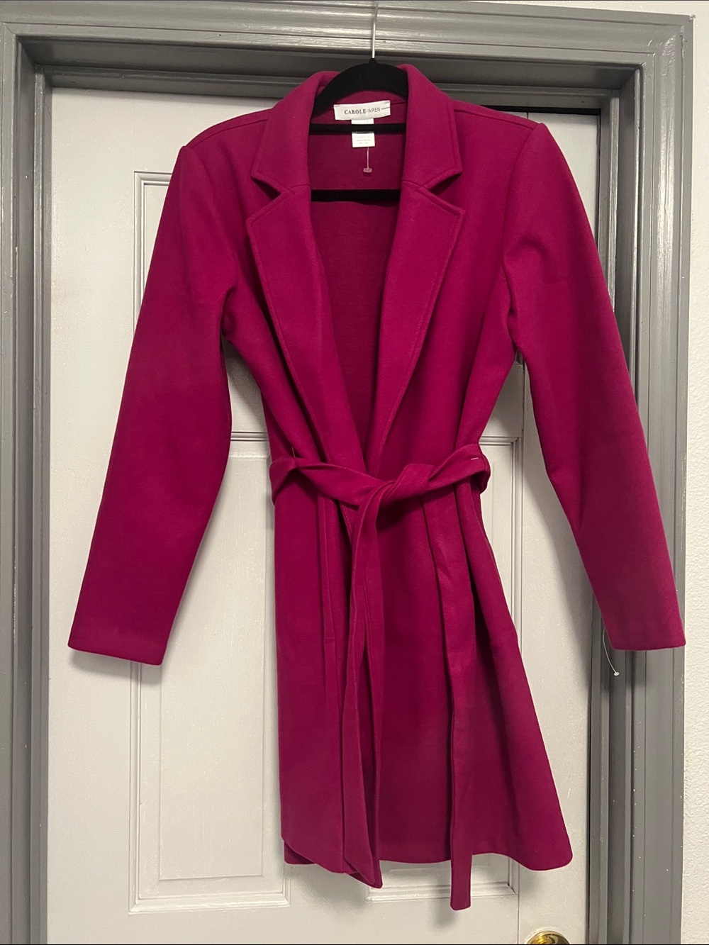 Carole Wren Magenta Wrap Pea Coat with Self-Tie Belt